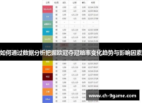 如何通过数据分析把握欧冠夺冠赔率变化趋势与影响因素 如何通过数据分析把握欧冠夺冠赔率变化趋势与影响因素