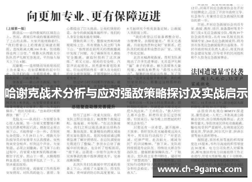 哈谢克战术分析与应对强敌策略探讨及实战启示